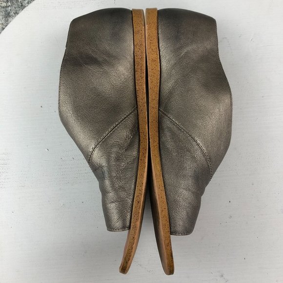 1.State Women's Size 8M Celvin Pewter Leather Open Toe Cutout Slip On Flats - Picture 7 of 11